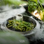 Elevate your dining experience with our freshly steamed edamame, served with a touch of elegance at SAN Rooftop.